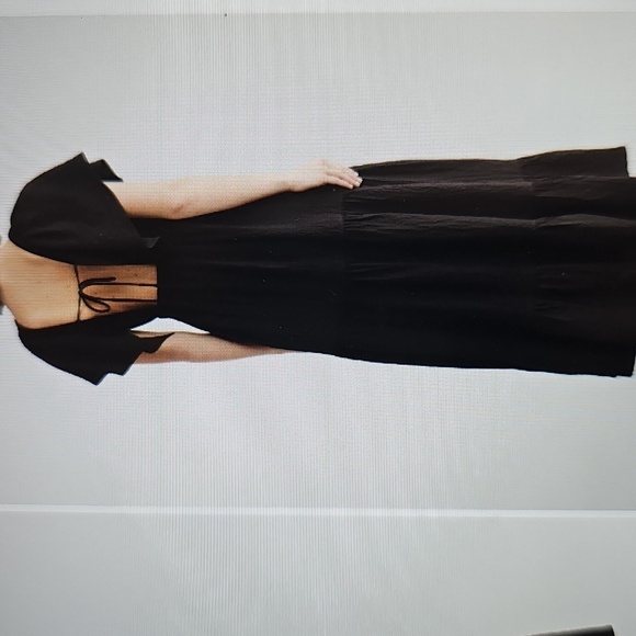 NWT Mila Mae Flutter Sleeve Tiered w Back Tie Maxi Dress Black Medium - Picture 2 of 14